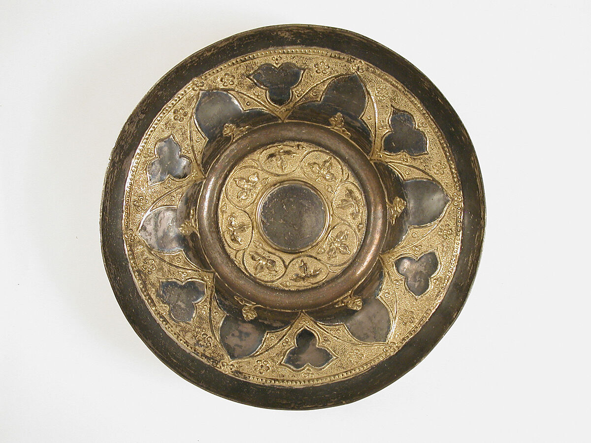 Bowl or Deep Plate, Casted silver plate, parcel gilt, French 