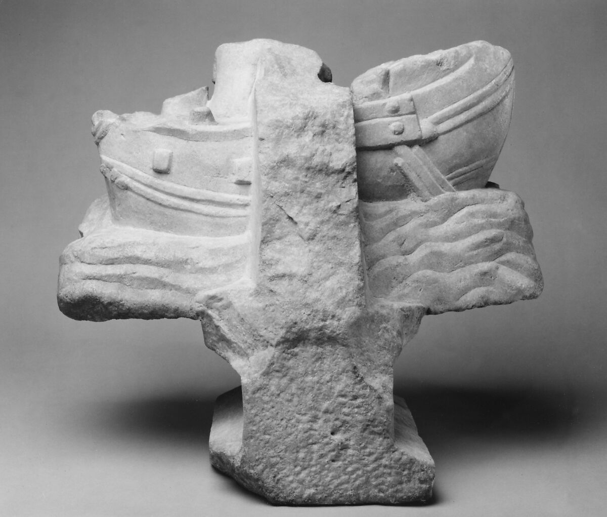 Table Base with Jonah Swallowed and Cast Up by the Big Fish, Marble, white, Roman