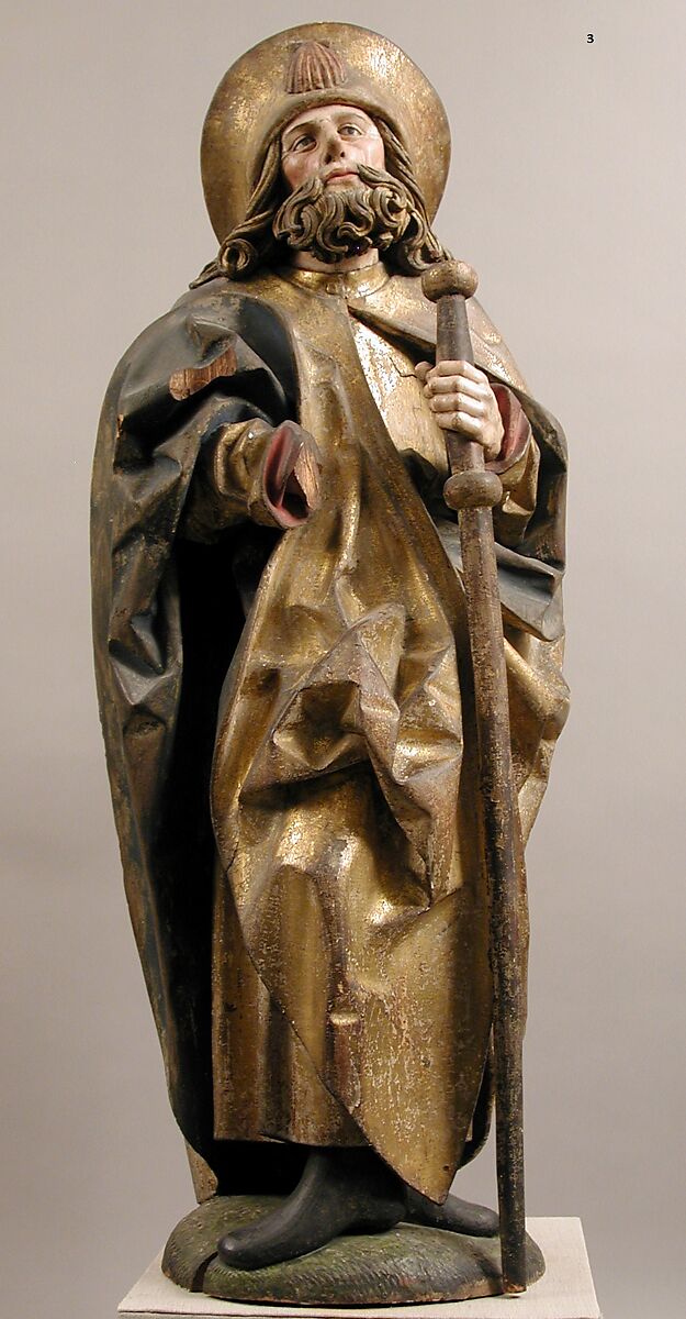 Saint James the Greater, Pine with paint and gilding, South German 