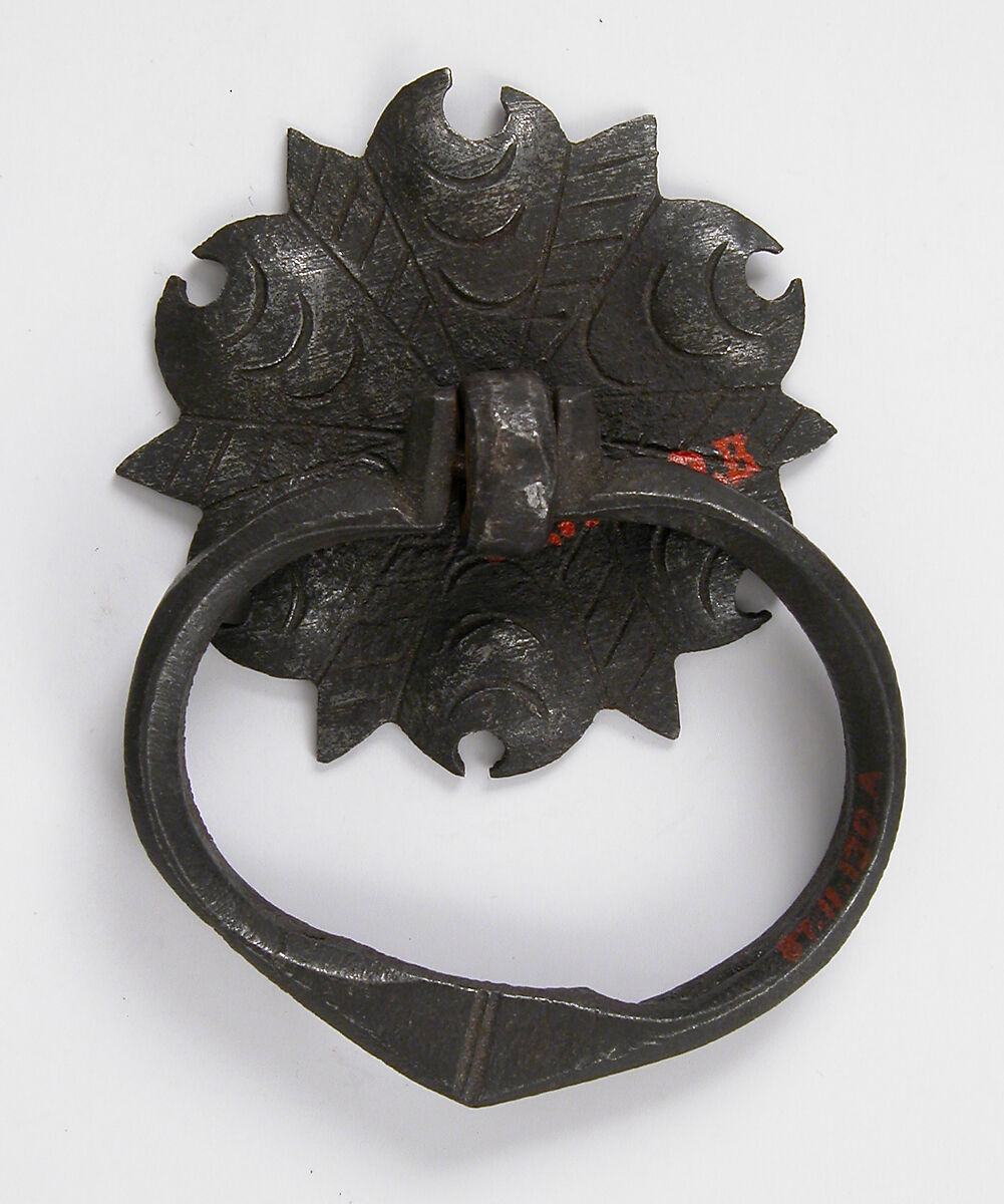 Door handle and plate, Iron, German 
