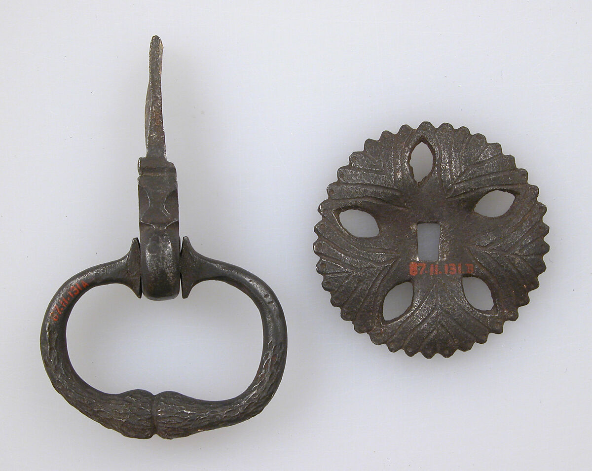 Drawer handle and plate, Iron, German