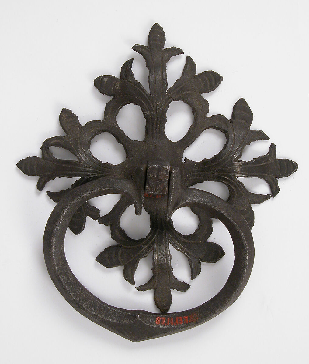 Door handle and plate, Iron, German 