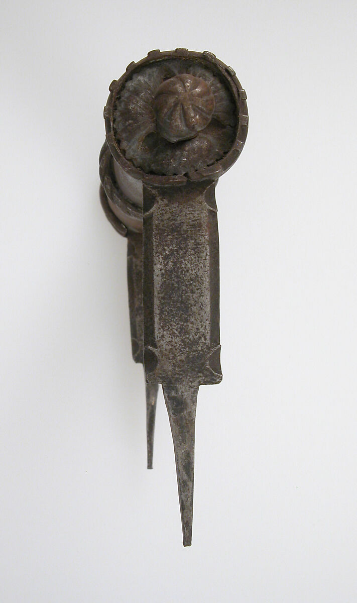 Door handle and two Escutcheon plates, Iron, German