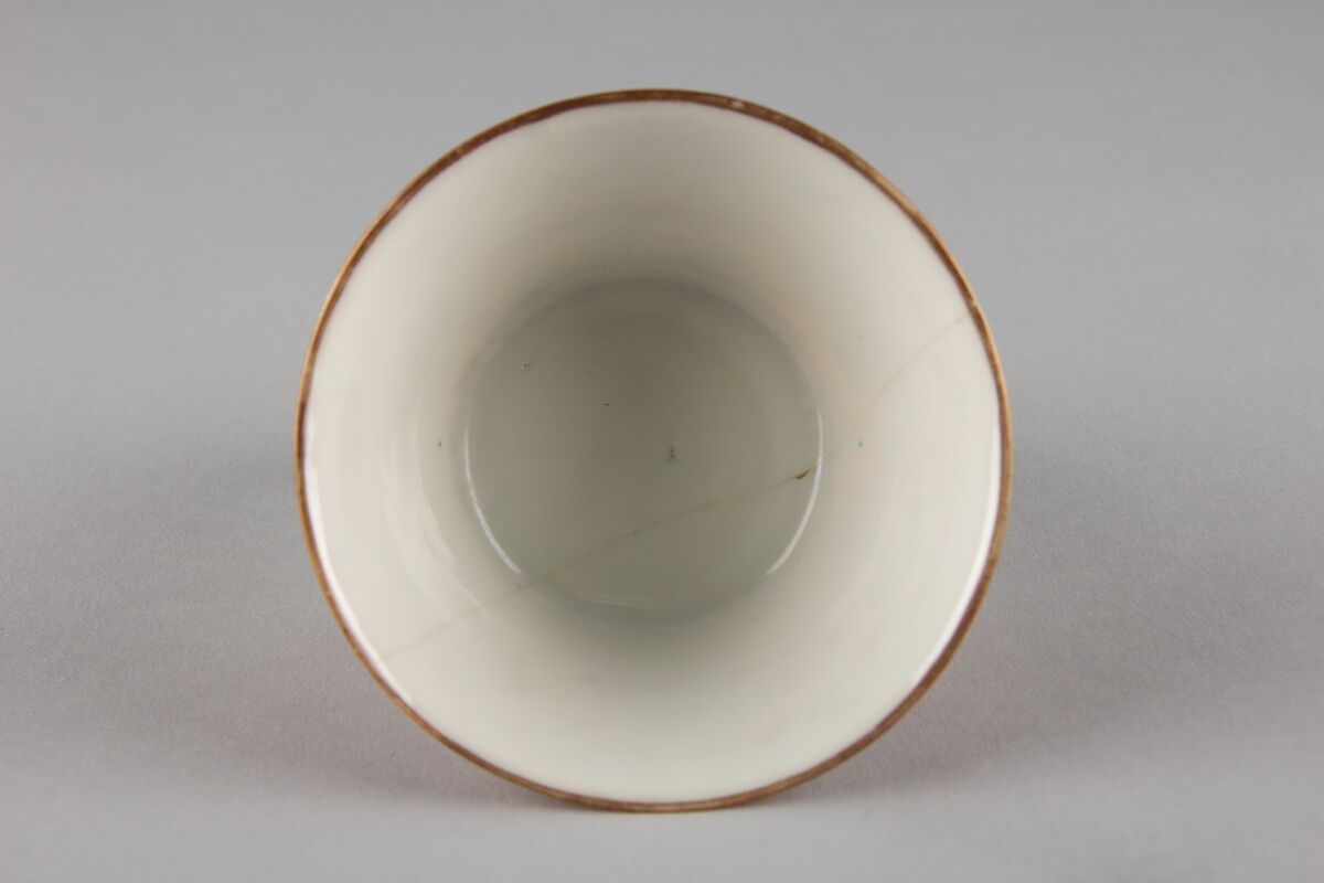 Cup (from a set of eight), Porcelain with iron-red glaze, painted in overglaze polychrome enamels, China