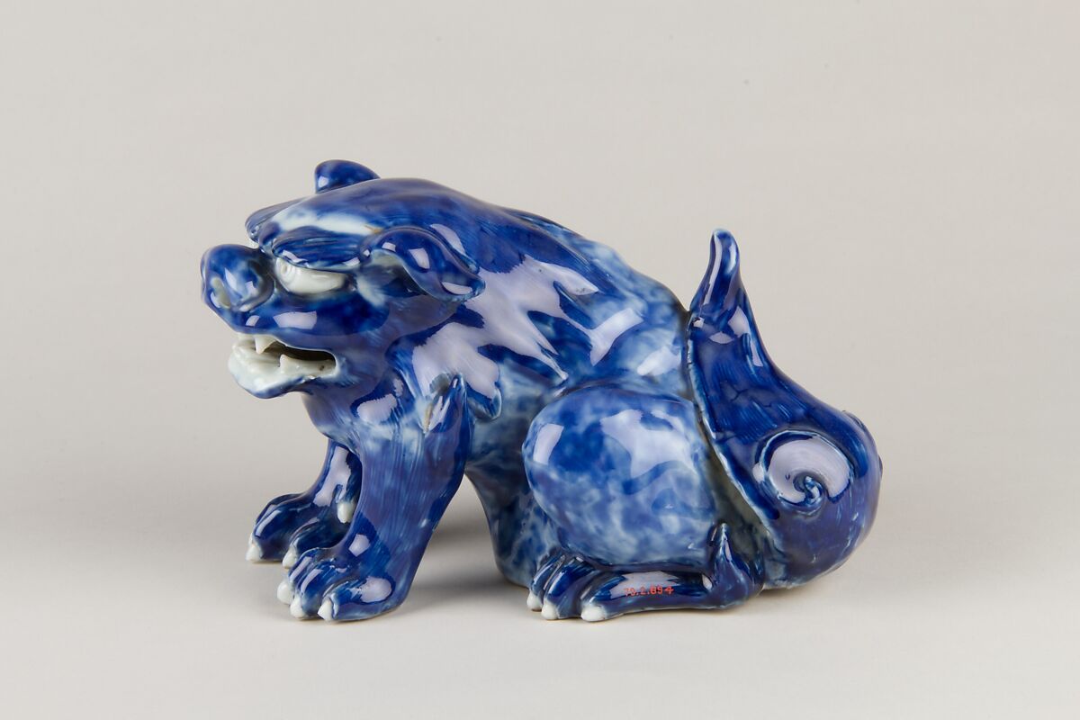 Figure of a Dog, Porcelain with a mottled blue glaze, China 