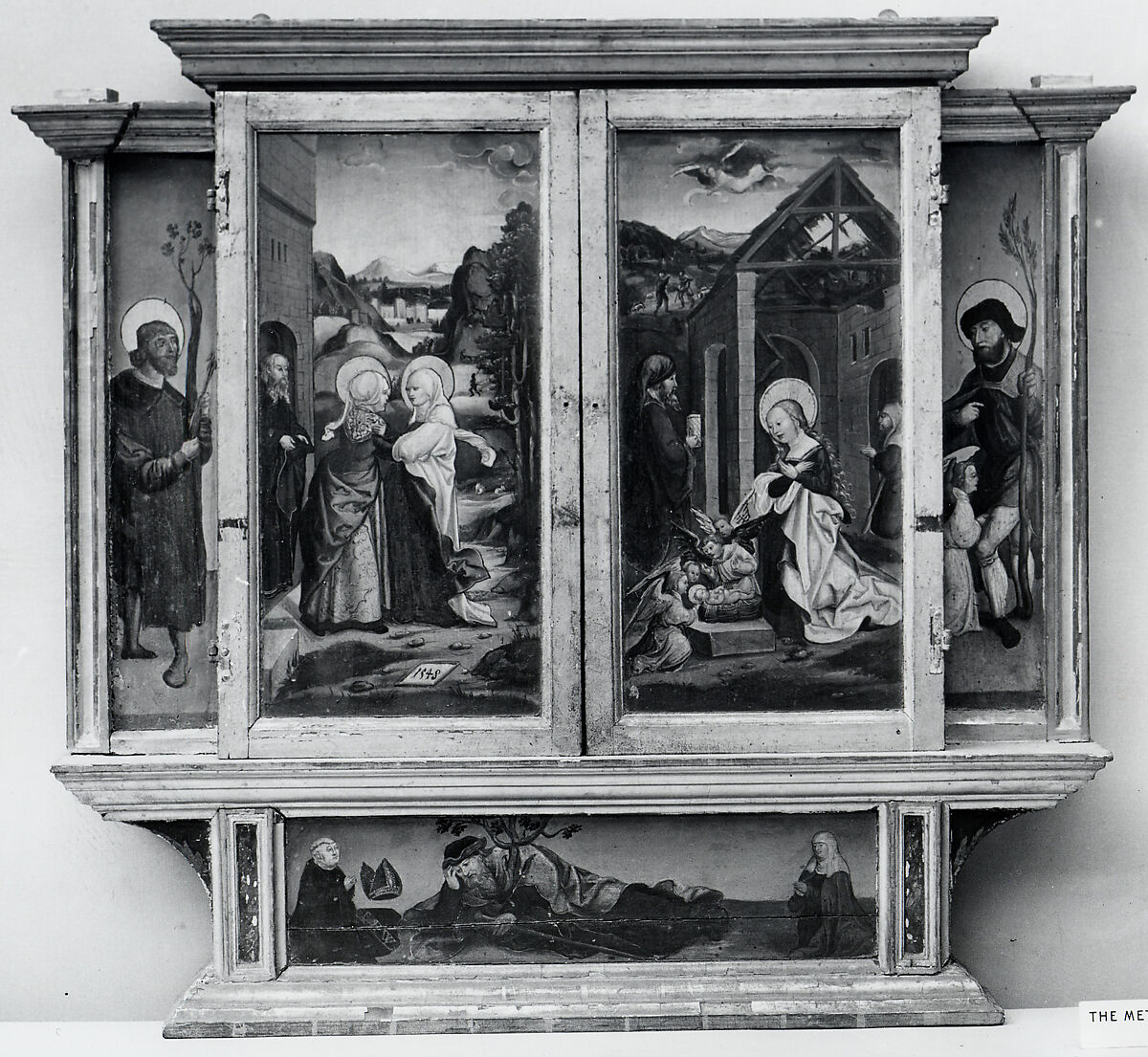 Altarpiece with scenes from the life of the Virgin, Tempera, oil and gilding on pine, German