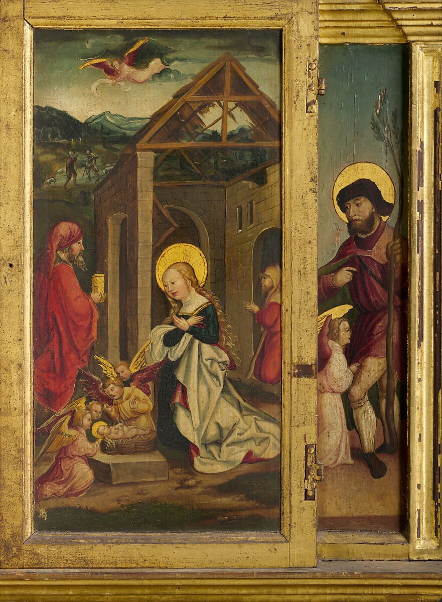 Altarpiece with scenes from the life of the Virgin, Tempera, oil and gilding on pine, German