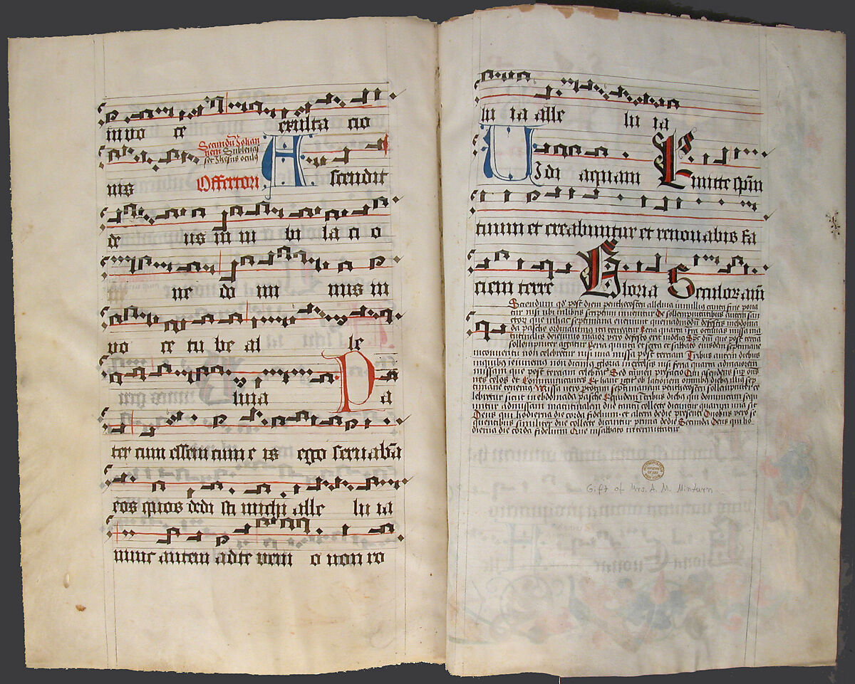 Bifolium from a Gradual, Tempera, ink, and metal leaf on parchment, German