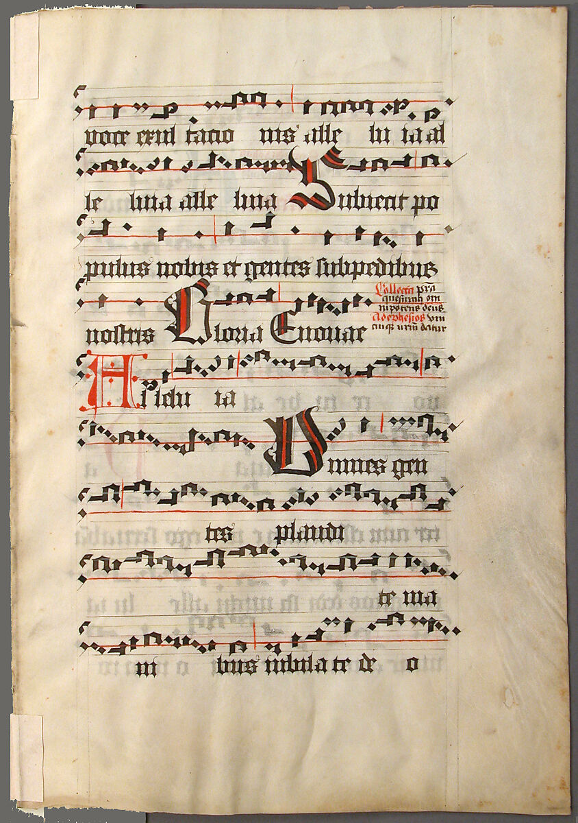 Bifolium from a Gradual, Tempera, ink, and metal leaf on parchment, German