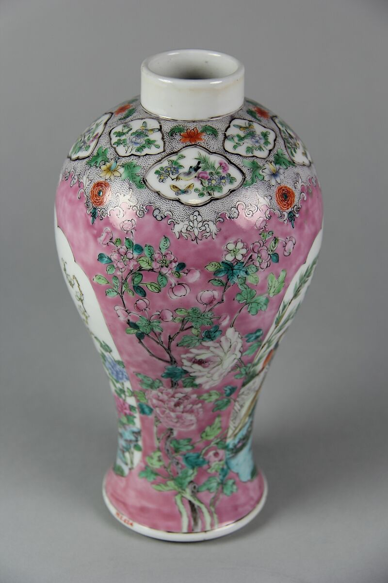 Meiping vase with birds and flowers, Porcelain painted in overglaze polychrome enamels (Jingdezhen ware), China