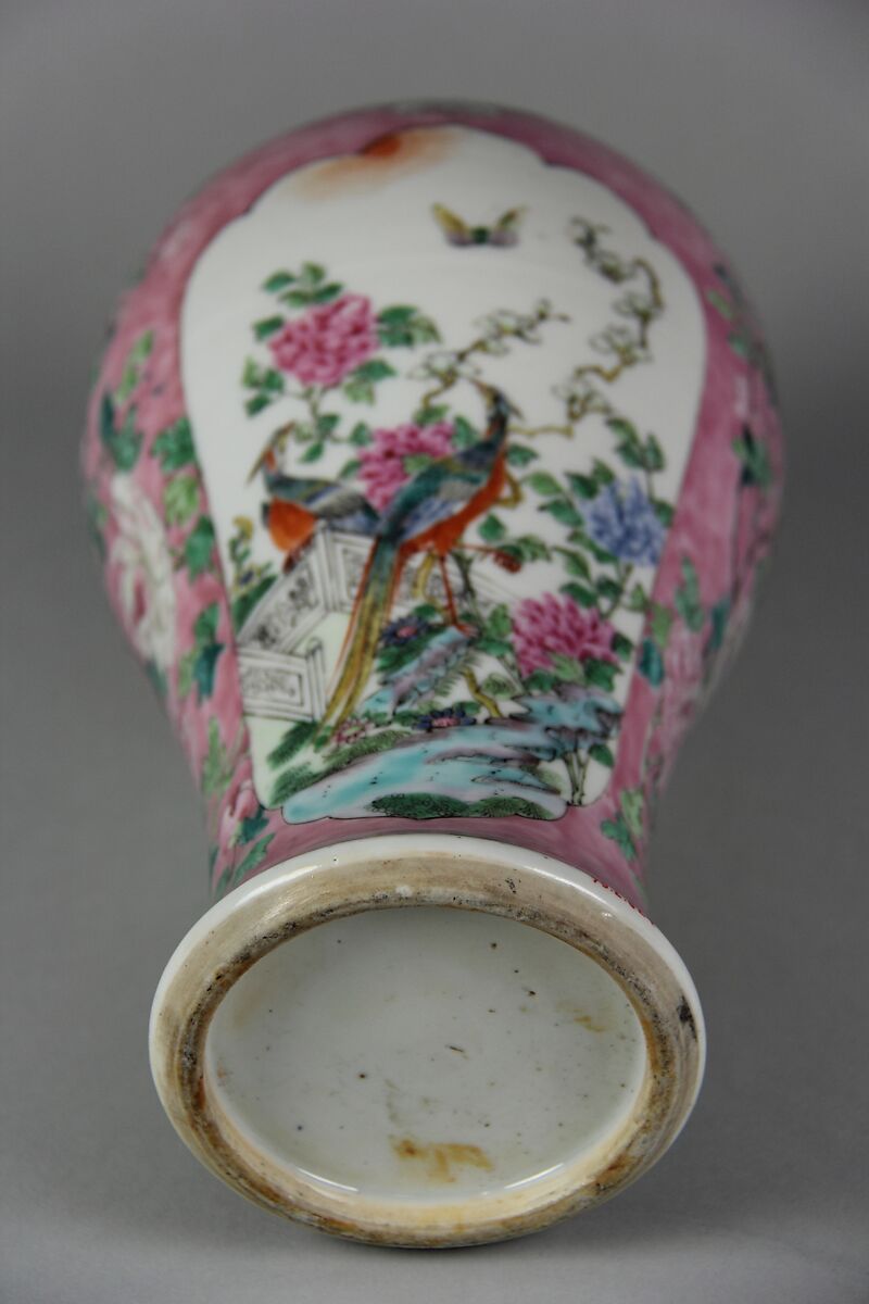 Meiping vase with birds and flowers, Porcelain painted in overglaze polychrome enamels (Jingdezhen ware), China
