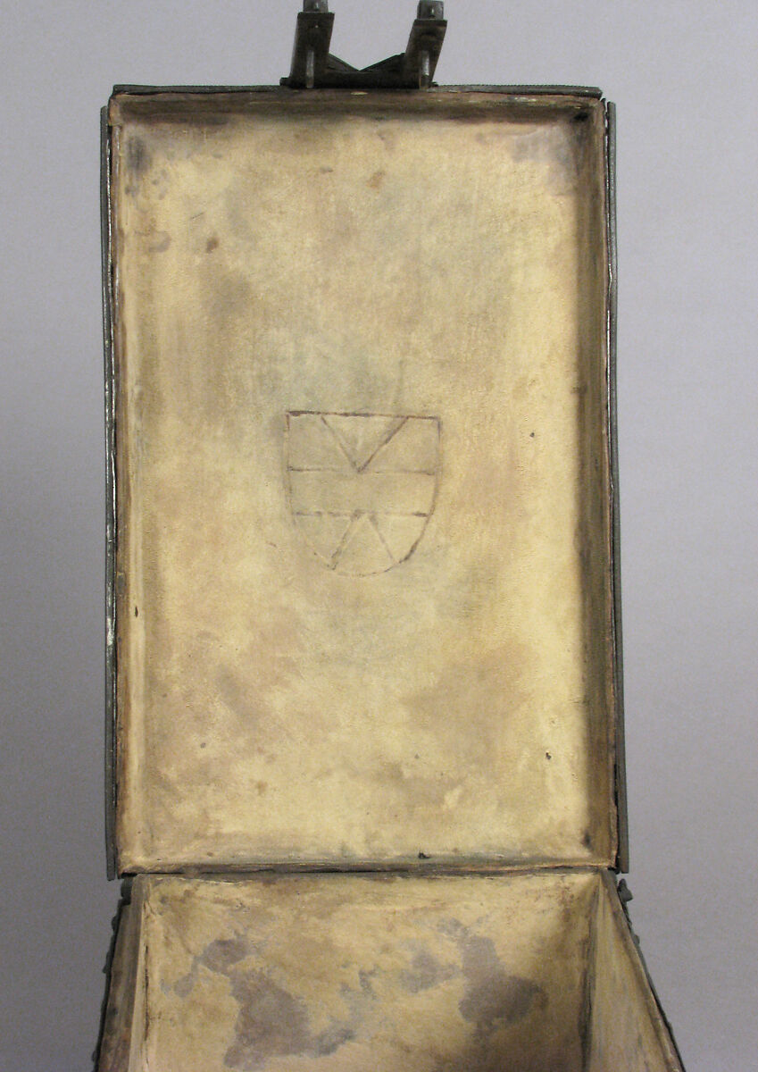 Coffer, Iron, wood and leather core, French
