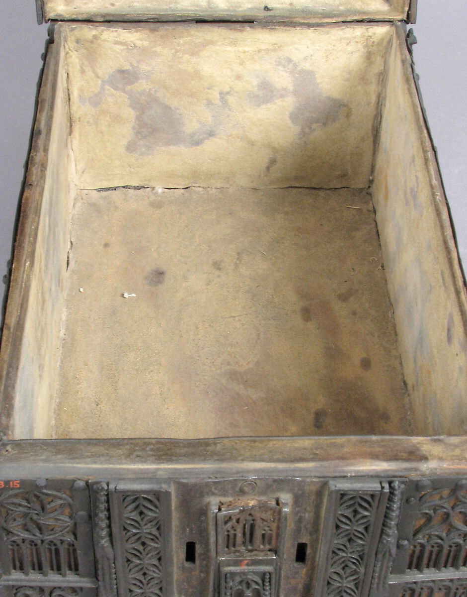 Coffer, Iron, wood and leather core, French