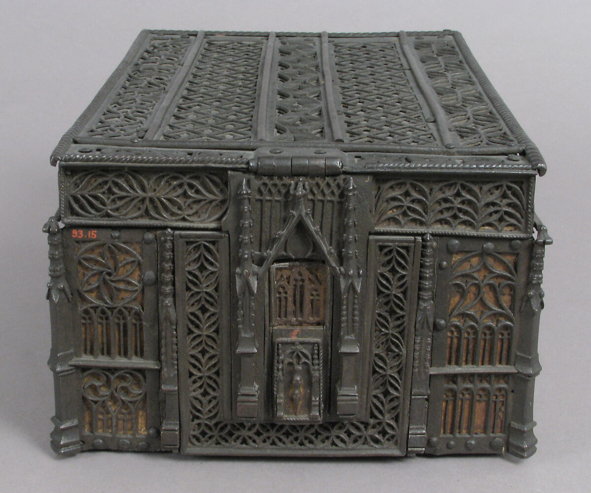 Coffer, Iron, wood and leather core, French