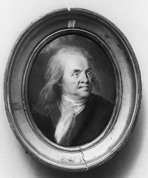 Plaque Portrait of Benjamin Franklin, After Jacques Thouron, Enamel 