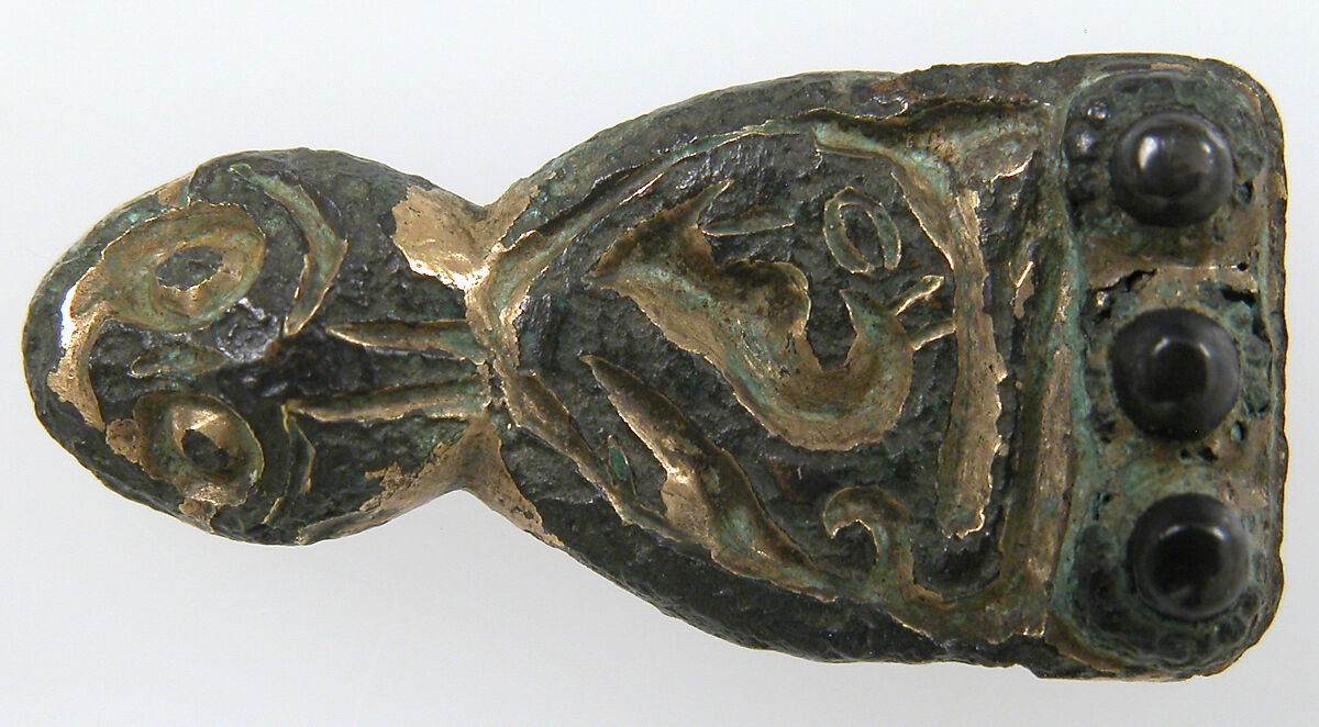 Clasp, Copper alloy. gilt, British or European (?) 