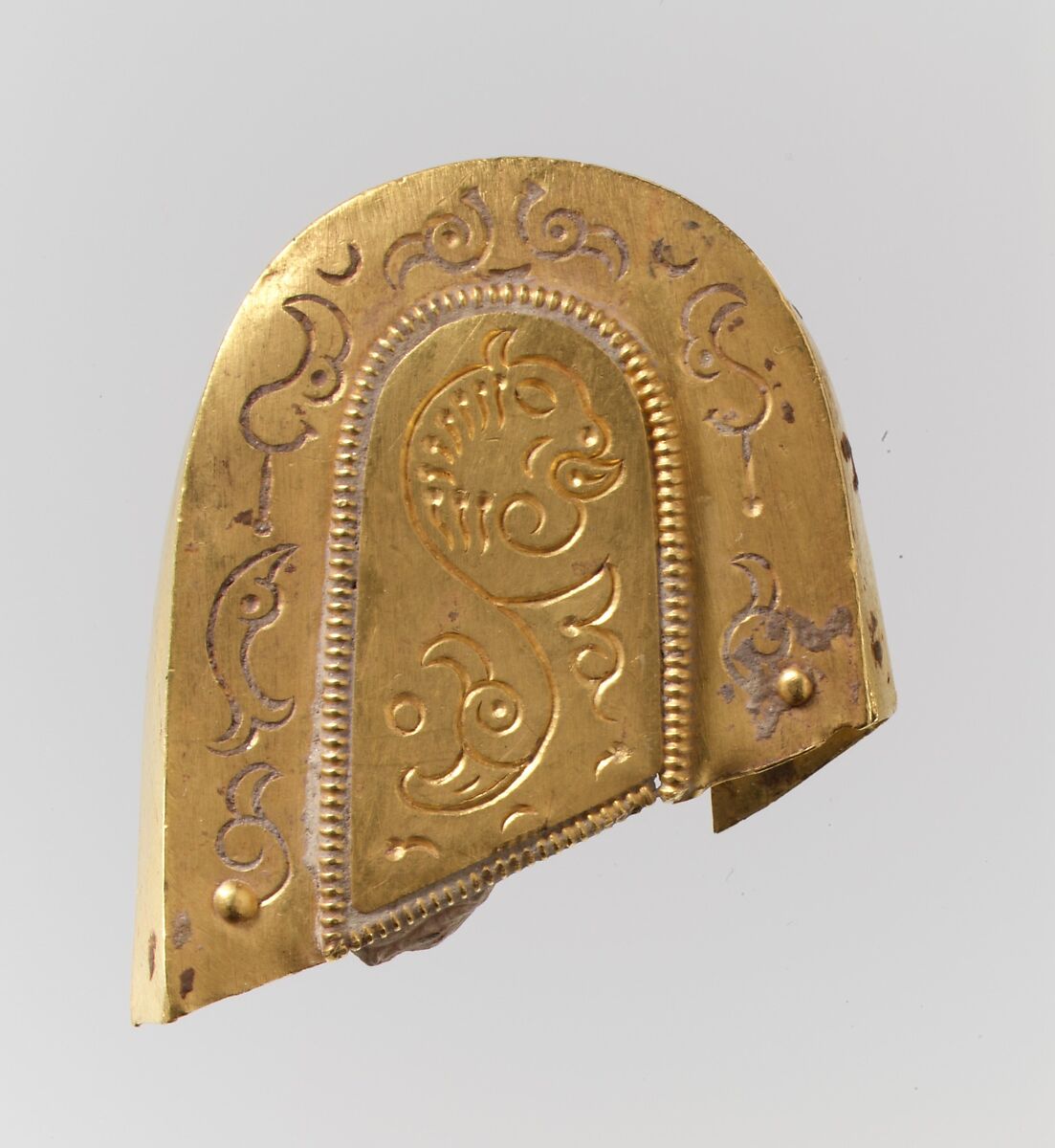 Piece from a Luxury Iron Dagger, Gold, Langobardic 