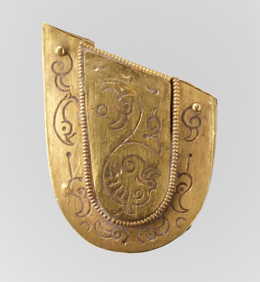 Piece from a Luxury Iron Dagger, Gold, Langobardic 