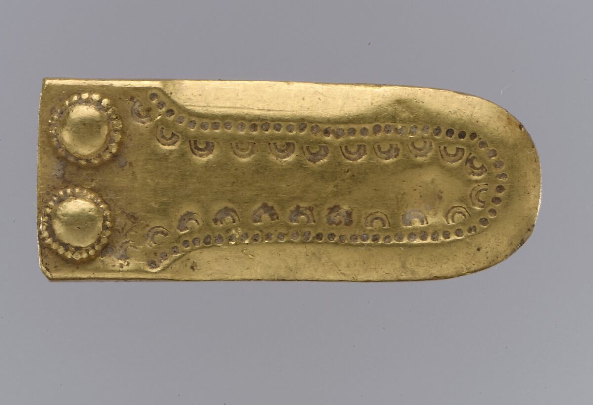 Gold Strap End from a Shoe Buckle, Gold, Langobardic 