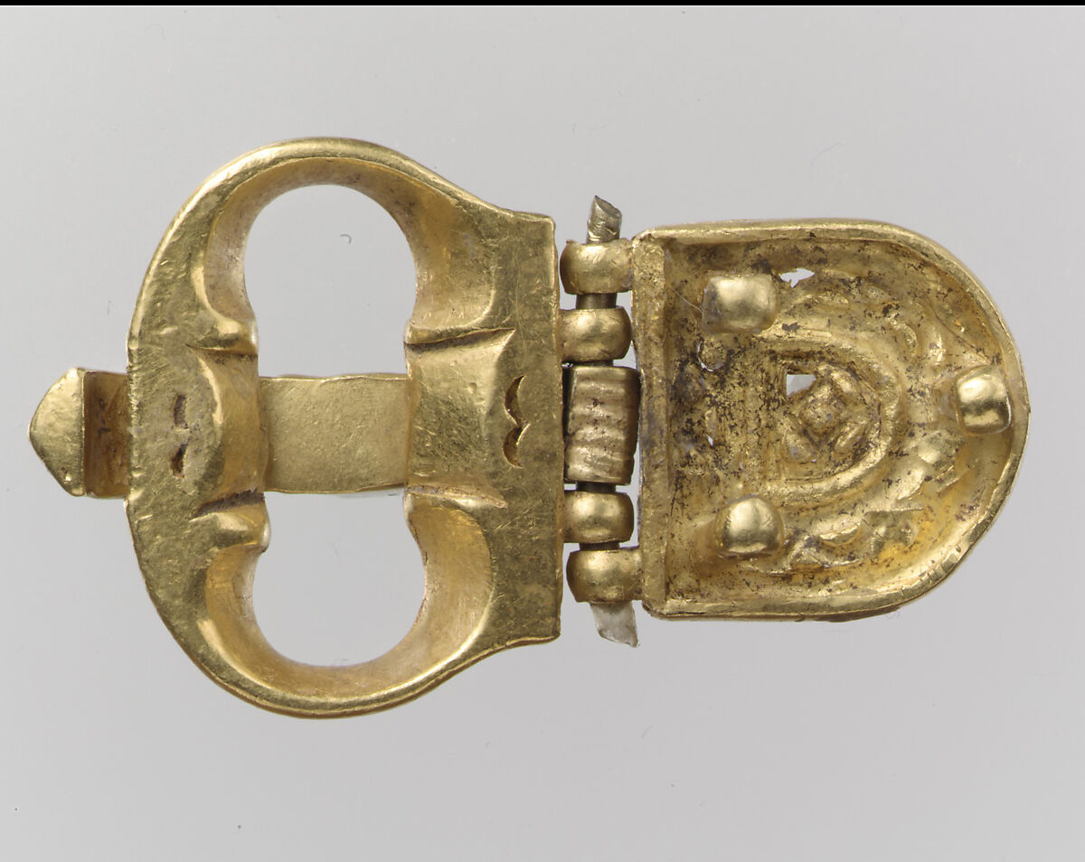 Gold Belt Buckle and Gold Strap End, Gold, Langobardic