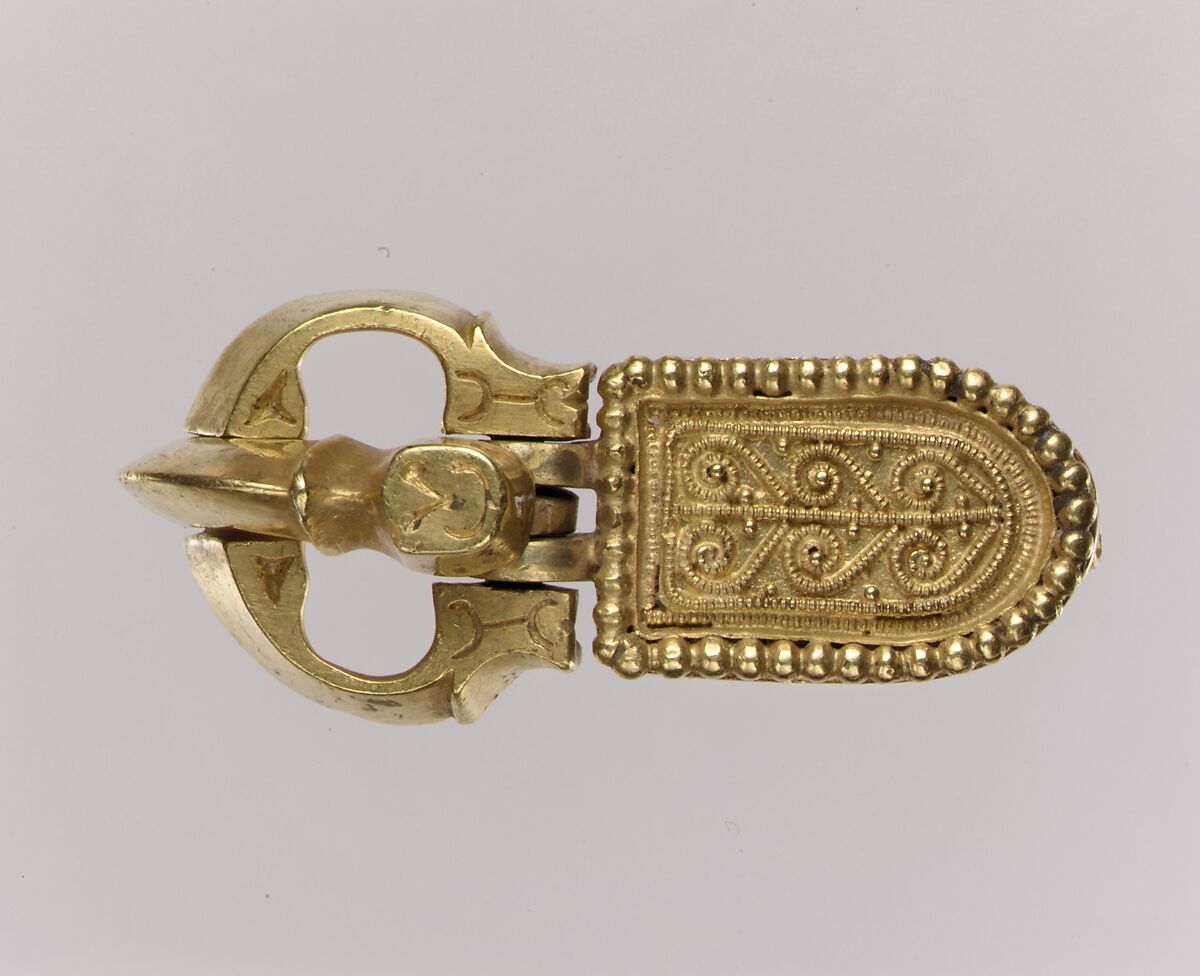 Gold Belt Buckle and Gold Strap End, Gold, Langobardic 