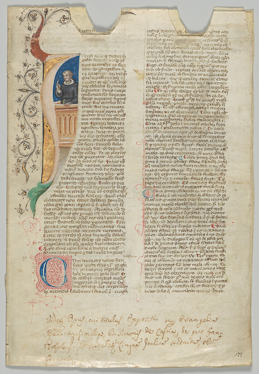 Manuscript Leaf, Tempera, ink, and gold on parchment, Italian