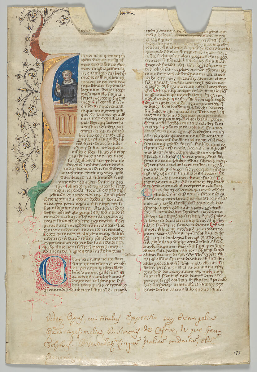 Manuscript Leaf, Tempera, ink, and gold on parchment, Italian 