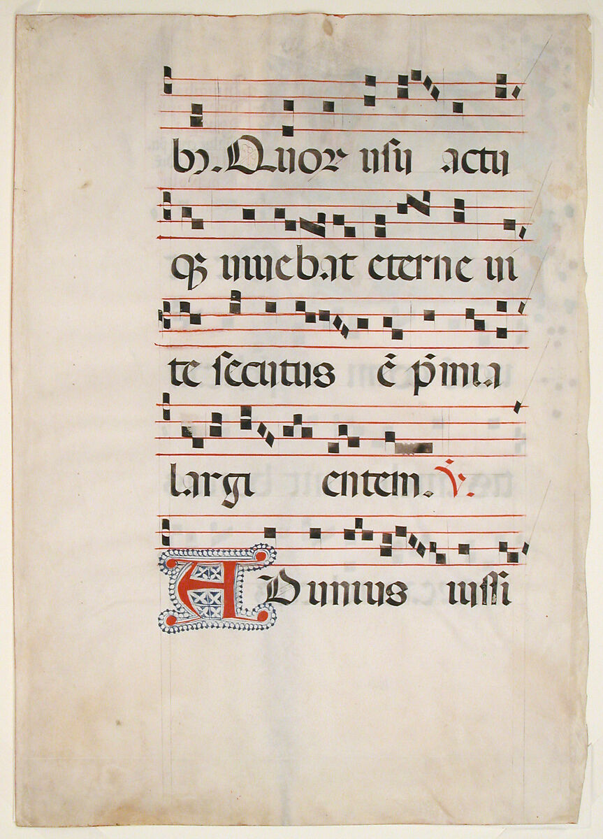 Manuscript Leaf with the Feast of Saint Andrew in an Initial M, from an Antiphonary, Master of the Riccardiana Lactantius, Tempera, ink, and gold on parchment, Italian