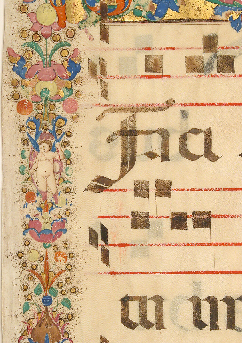 Manuscript Leaf with Entry into Jerusalem on Palm Sunday in an Initial D, from a Gradual, Bartolomeo di Domenico di Guido (Italian, 1430–1521), Tempera, ink, and gold on parchment, Italian