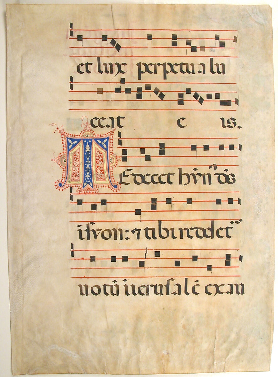 Manuscript Leaf with a Funeral Procession in an Initial R, from a Gradual, Mariano del Buono (Italian, 1433–1504), Tempera, ink, and gold on parchment, Italian