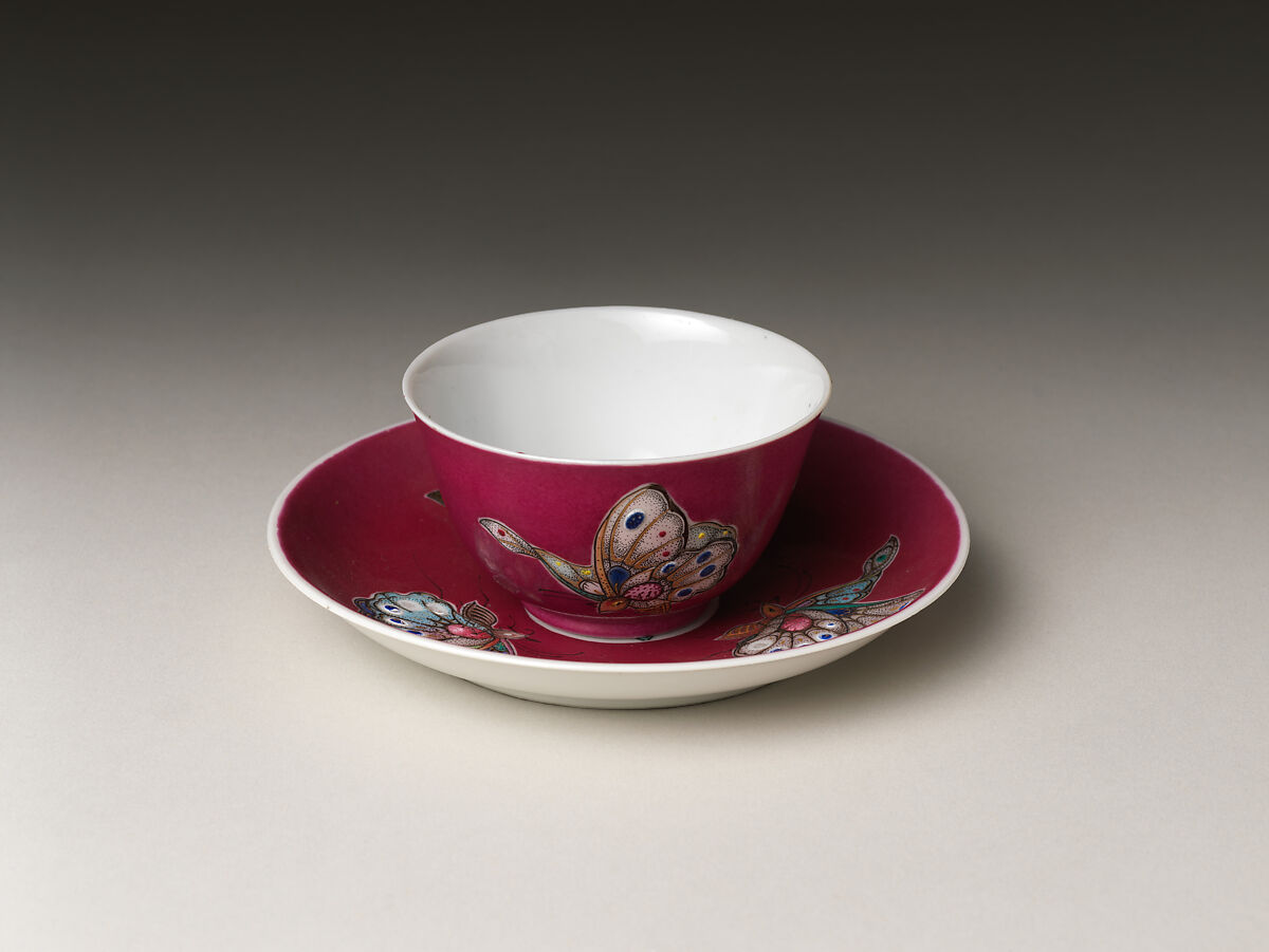 Cup with Butterflies, Porcelain painted with colored enamels and gilded (Jingdezhen ware), China