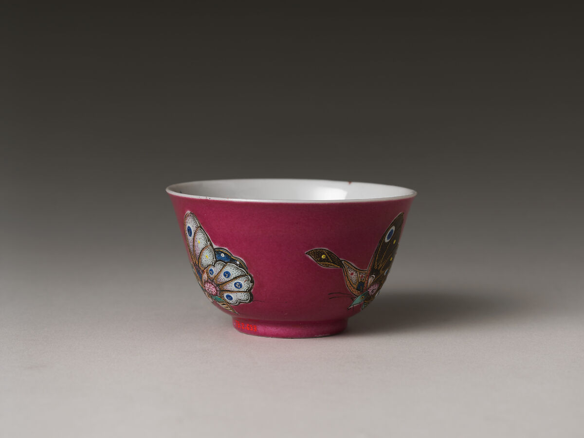 Cup with Butterflies, Porcelain painted with colored enamels and gilded (Jingdezhen ware), China