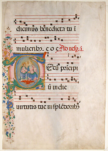 Manuscript Leaf with the Trinity in an Initial T, from an Antiphonary