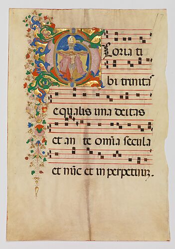 Manuscript Leaf with the Trinity in an Initial G, from an Antiphonary