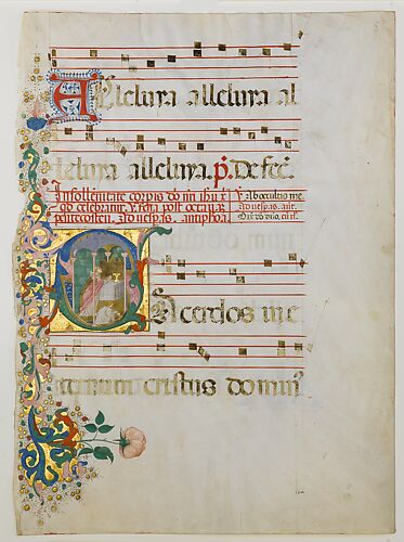 Manuscript Leaf with the Celebration of a Mass in an Initial S, from an Antiphonary
