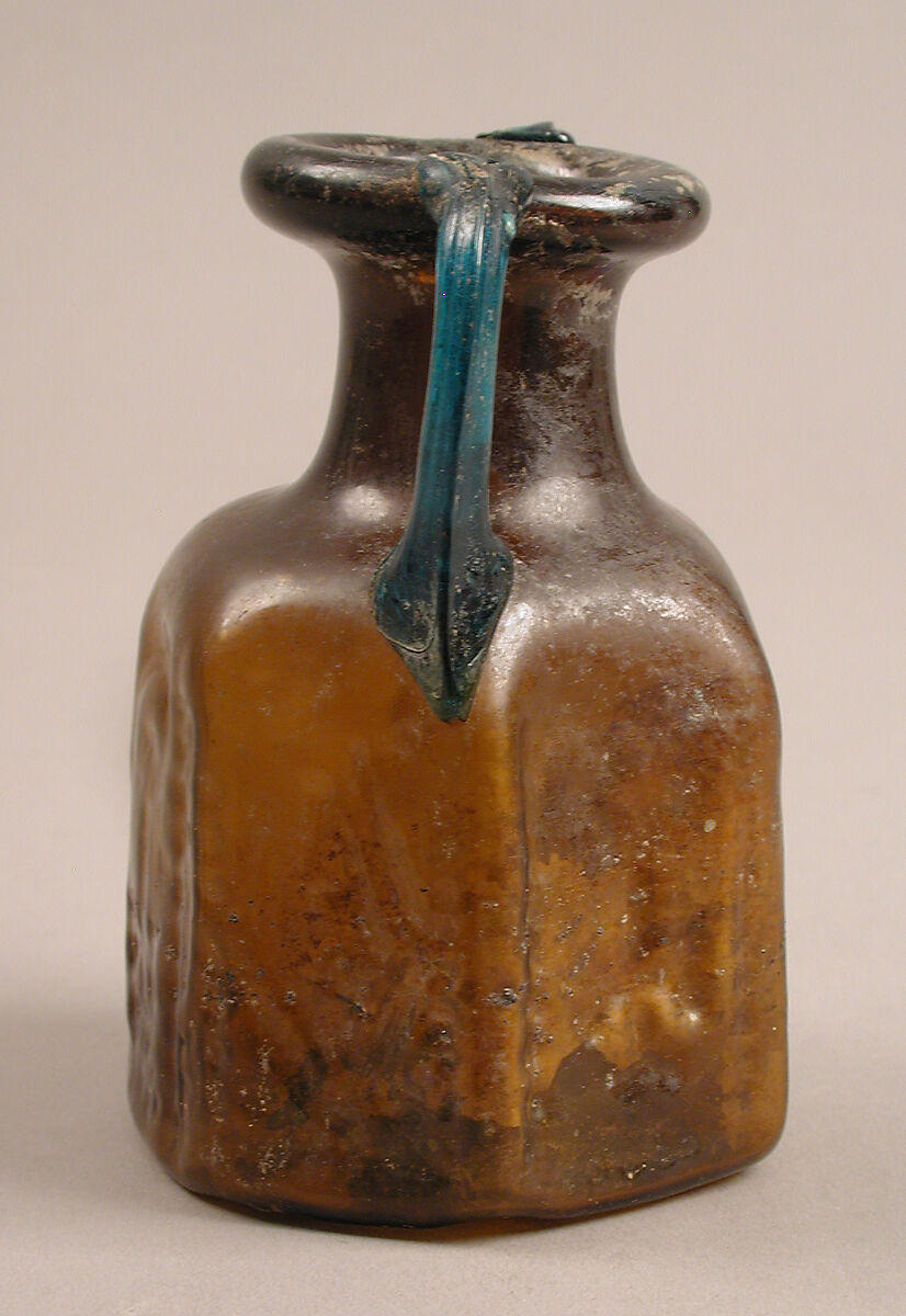 Hexagonal Jug with Handles, Moulded glass, Byzantine