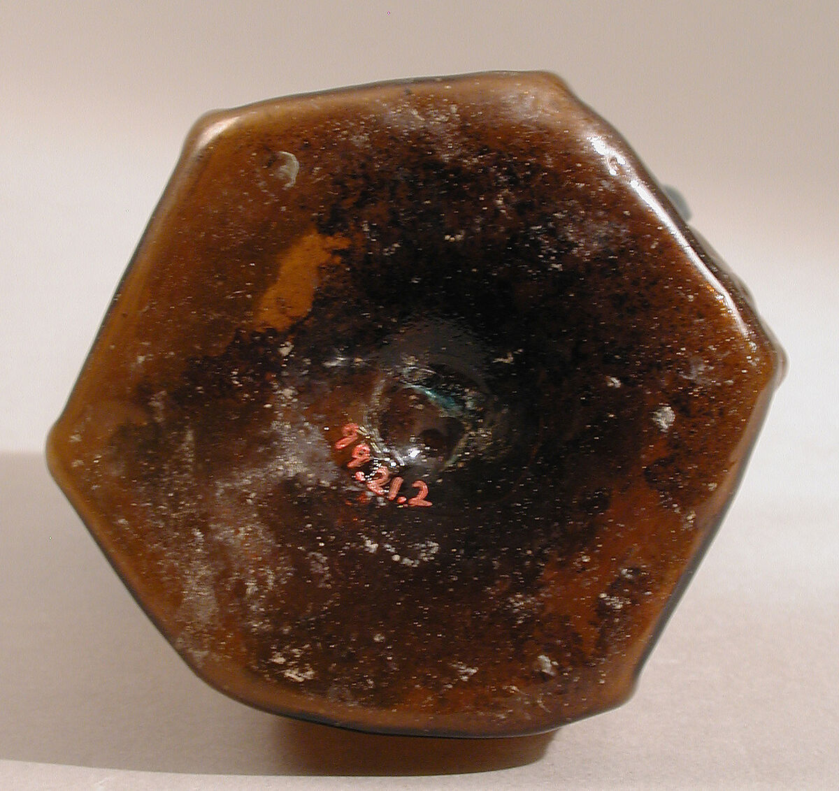 Hexagonal Jug with Handles, Moulded glass, Byzantine