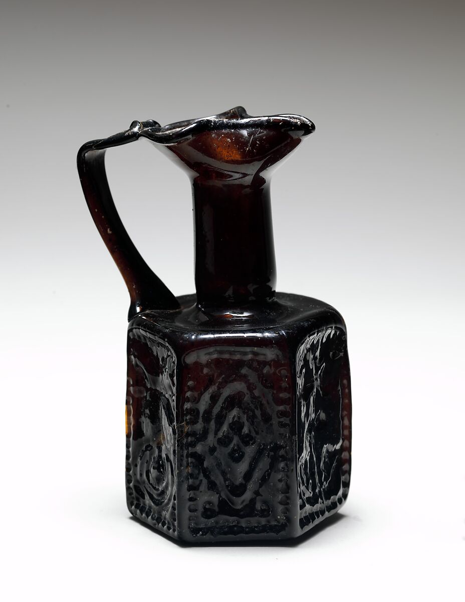 Hexagonal Jug, Moulded glass, Byzantine