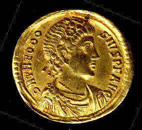 Gold Solidus of Theodosius I (379–95), Gold, Byzantine 