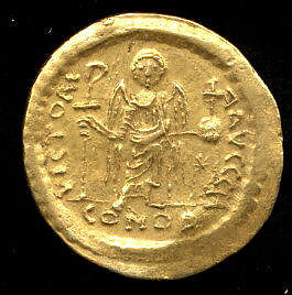Gold Solidus of Justinian I (527–65), Gold, Byzantine