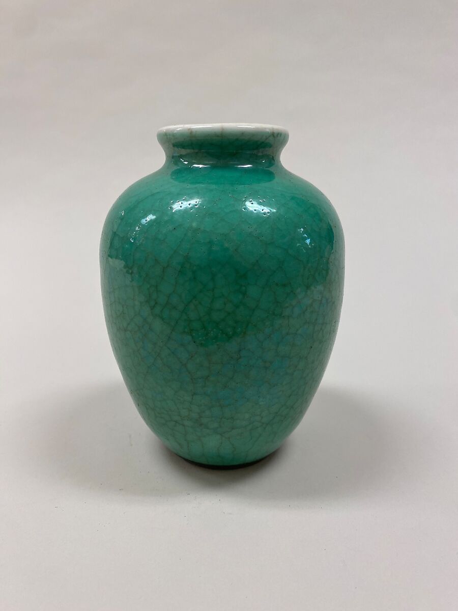 Jar, Porcelain with crackled green glaze (Jingdezhen ware), China 