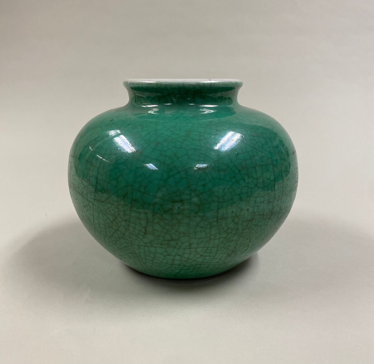 Jar, Porcelain with crackled green glaze (Jingdezhen ware), China 