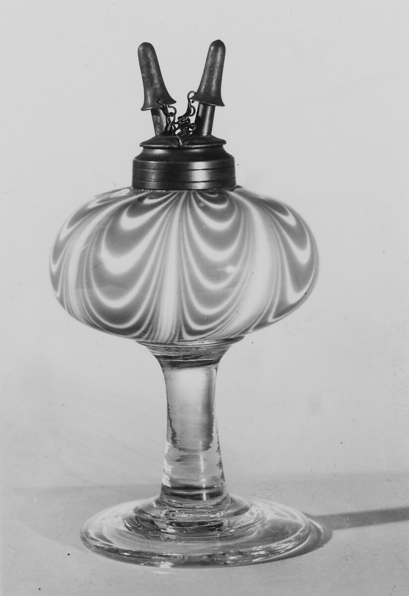 Lamp, Free-blown glass, brass, American 