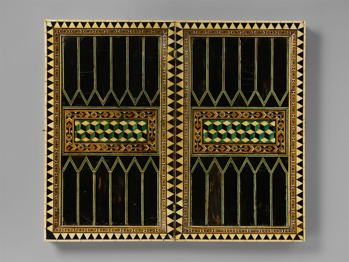 Game Board, Bone, wood, horn, stain and gilding over wood core with metal mounts, Italian
