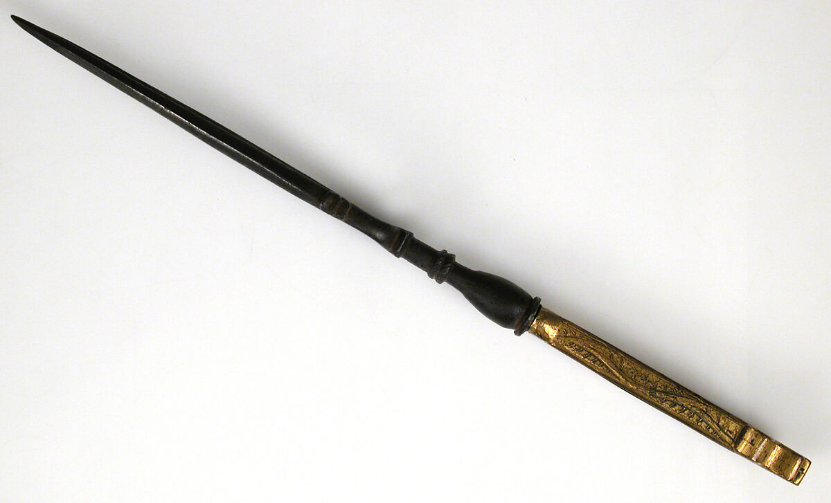 Fork, Iron, copper alloy, partially gilt, silver and niello, Italian