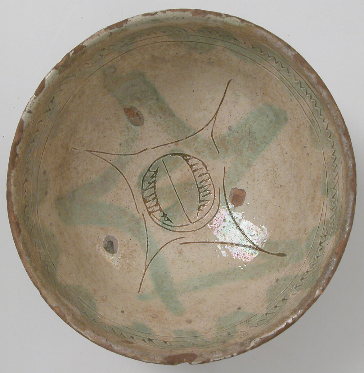 Cup with Star, earthenware, tin-glazed, Byzantine 