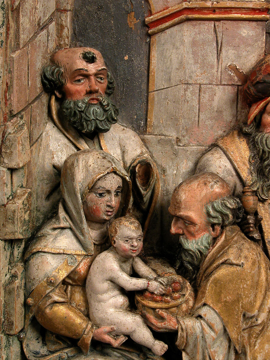 Adoration of the Magi Triptych Panel, relief: wood, polychromed and gilt, wings: tempera on panels, German