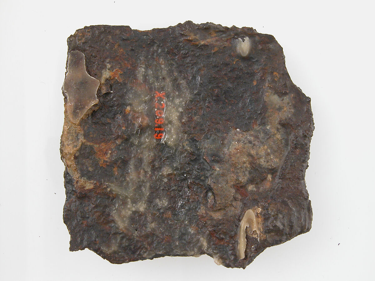 Belt Plate, Iron, silver, and gilded bronze nail, Frankish