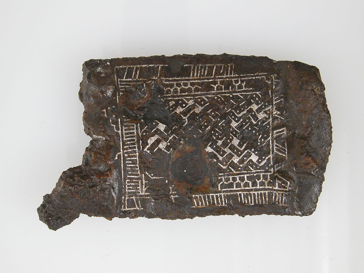 Belt Plate, Iron, silver inlay, Frankish 