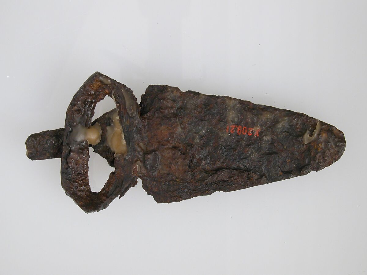 Belt Buckle Tongue, Iron, silver inlay, Frankish